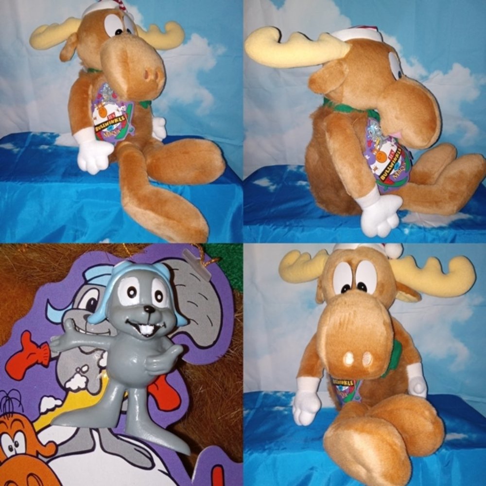 Vintage Plush 24” Bullwinkle & 1-1/2” Rocky Ornament ©1996 Macy’s Ltd. Edition
